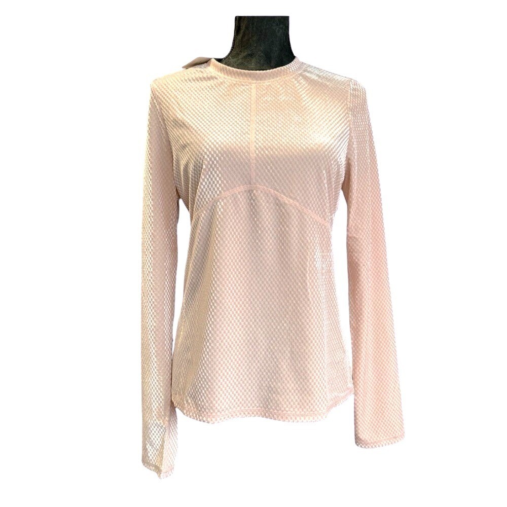 Fabletics Velour Seamed Long Sleeve Top Natural Blush Pink ‎ Large NEW